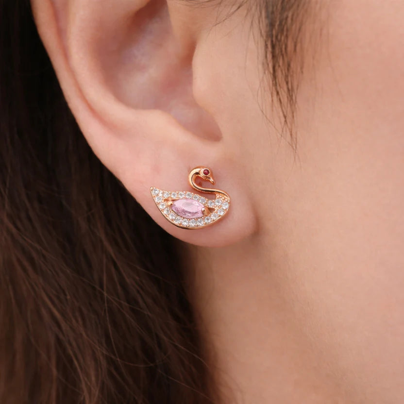 Blush Swan CZ Stud Earrings