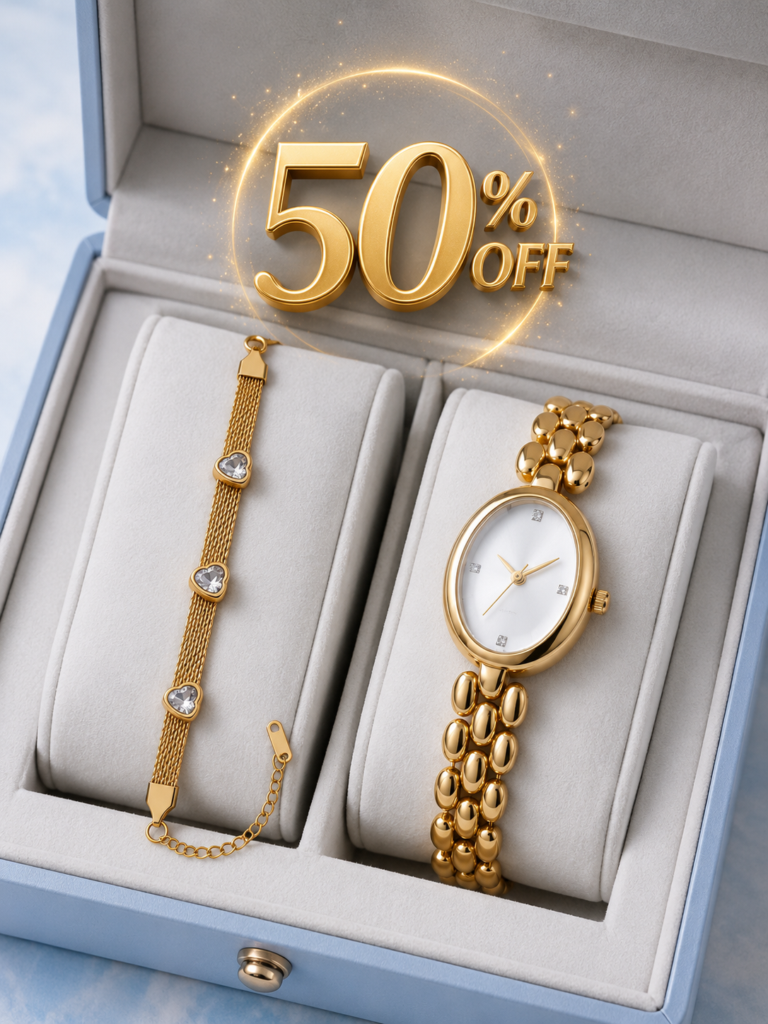 Elegant Women's Watch & Bracelet Gift Set