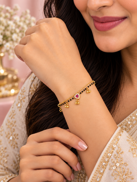Mira Ruby Charm Bracelet Description