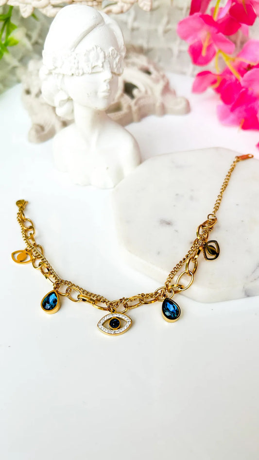 Evil eye charm chain bracelet