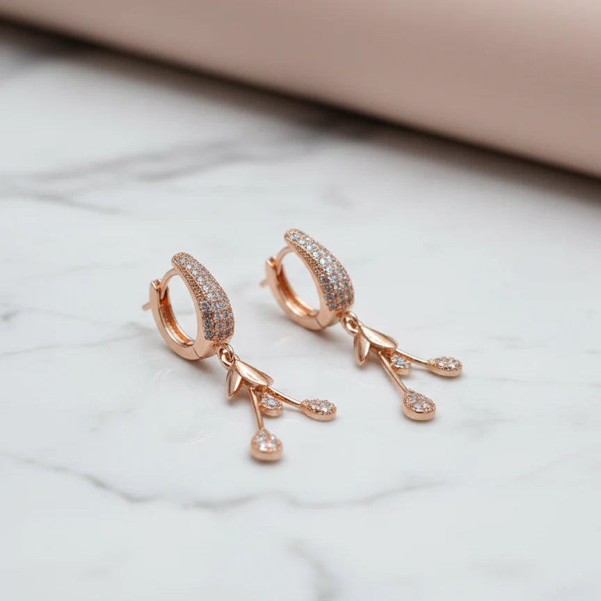 Rose Gold Teardrop Bali Earrings