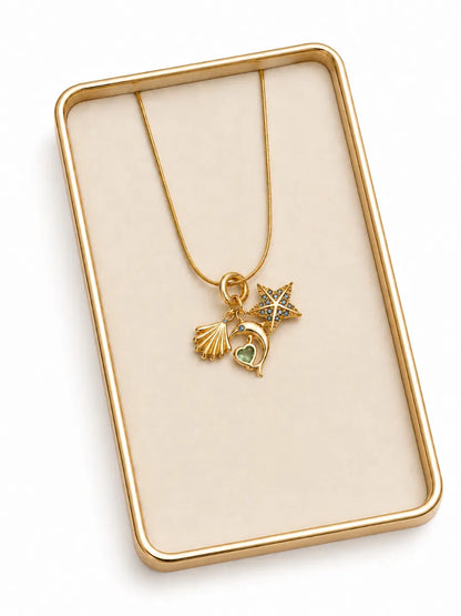 Blue star shell charm necklace