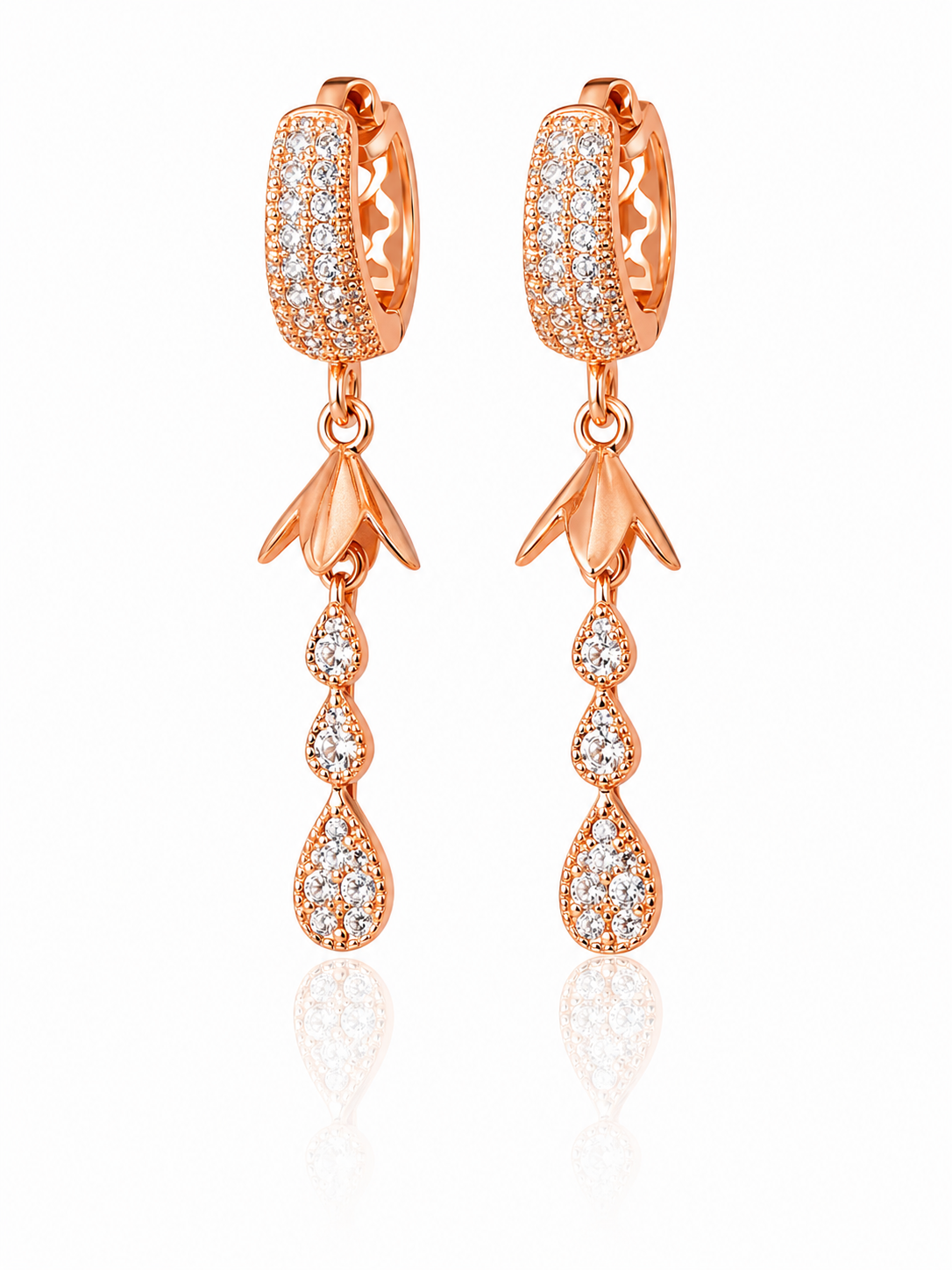 Rose Gold Teardrop Bali Earrings