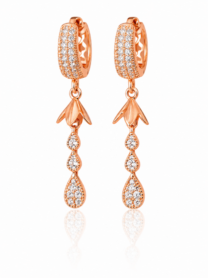 Rose Gold Teardrop Bali Earrings