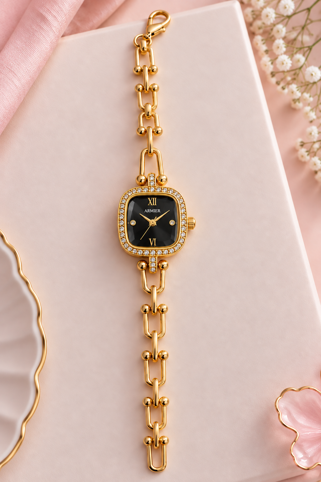 Elegant Square Crystal Watch for Women