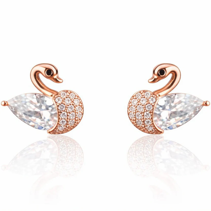 Royal Swan Crystal Stud Earrings