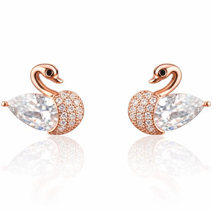 Royal Swan Crystal Stud Earrings