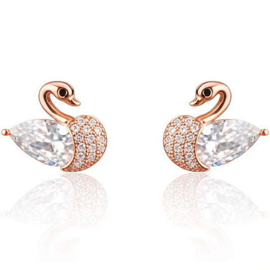 Royal Swan Crystal Stud Earrings