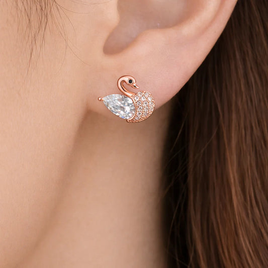 Royal Swan Crystal Stud Earrings