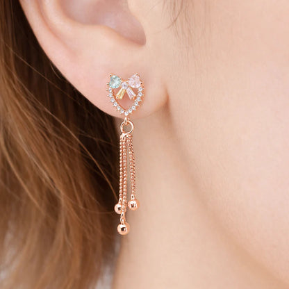 Pastel Heart Tassel Drop Earrings