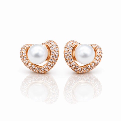 Pearl Heart Spark Stud Earrings