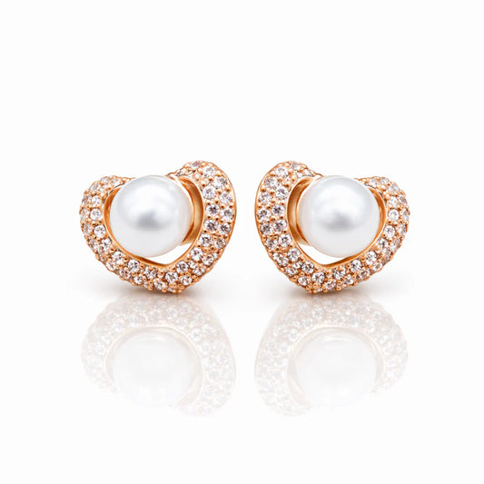 Pearl Heart Spark Stud Earrings
