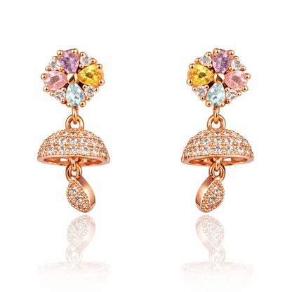 Pastel Bloom CZ Jhumki Earrings