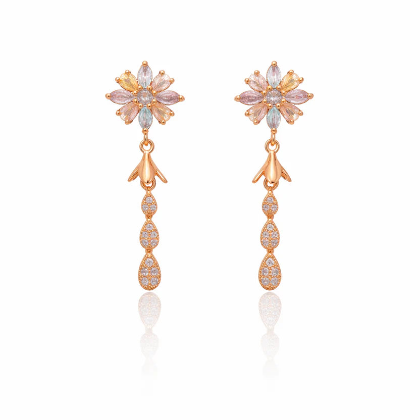 Blush Bloom CZ Dangler Earrings