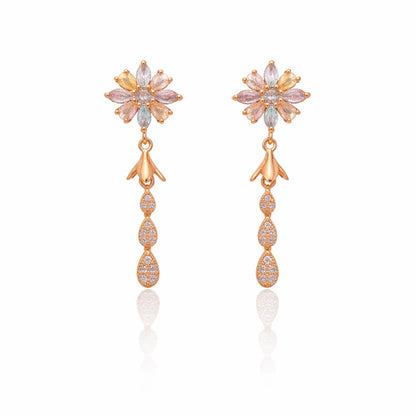 Blush Bloom CZ Dangler Earrings