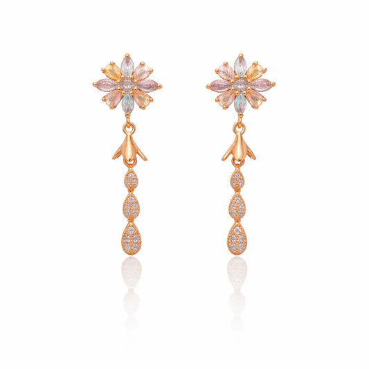 Blush Bloom CZ Dangler Earrings