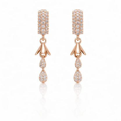 Rose Gold CZ Teardrop Dangler Earrings