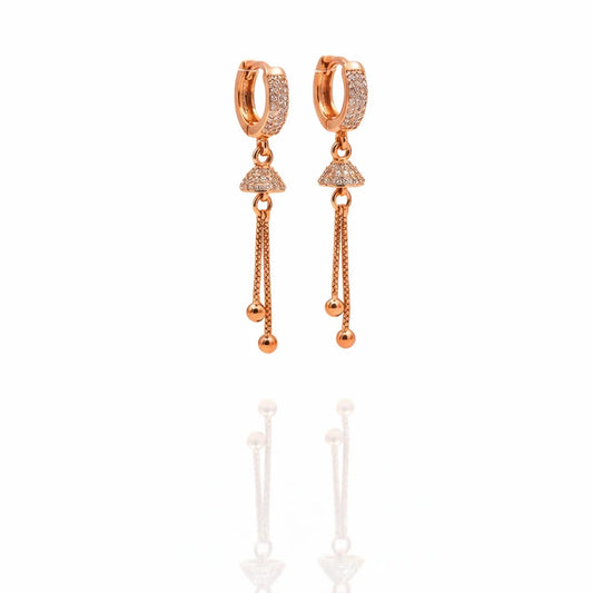 Rose Gold CZ Tassel Chain Earrings