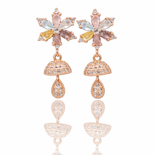 Pastel Bloom CZ Jhumki Earrings