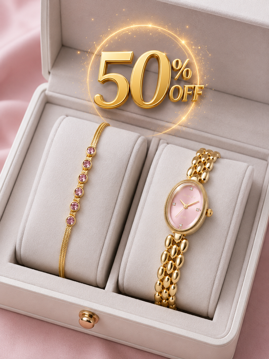 Elegant Women's Watch & Bracelet Gift Set