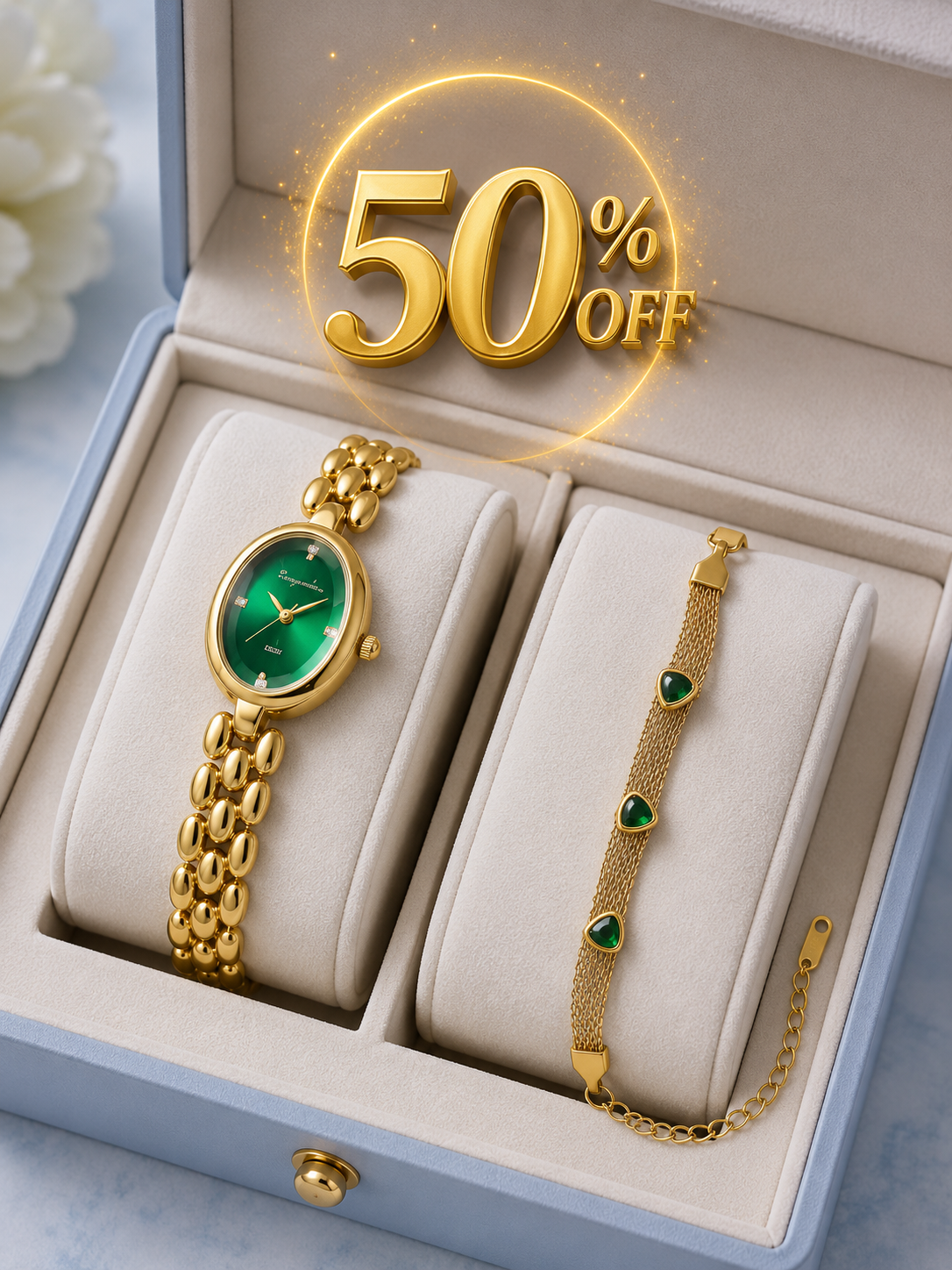 Elegant Women's Watch & Bracelet Gift Set
