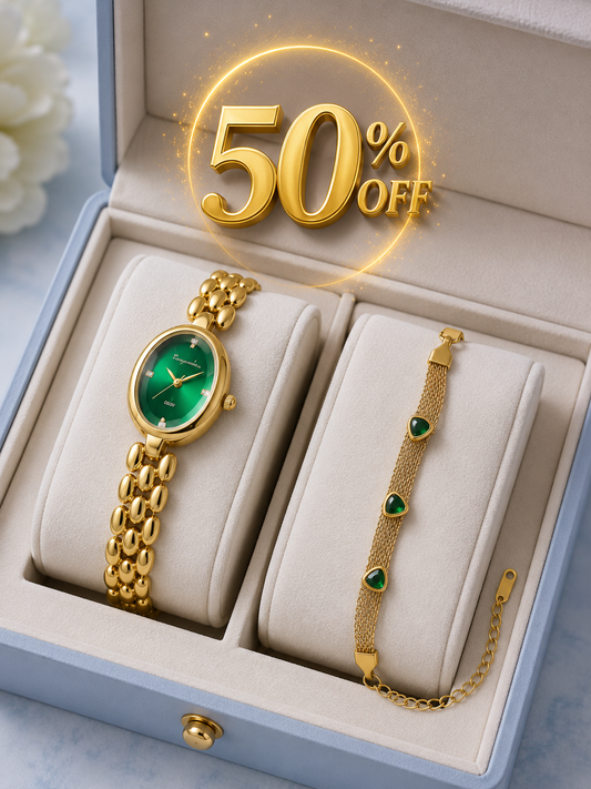 Elegant Women's Watch & Bracelet Gift Set