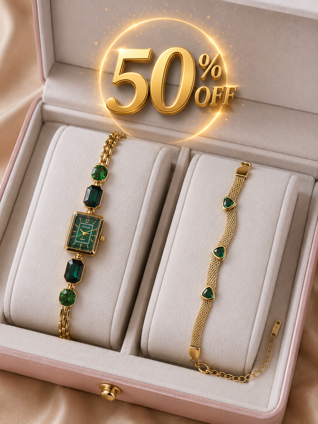 Elegant Women's Crystal Watch & Bracelet Gift Set