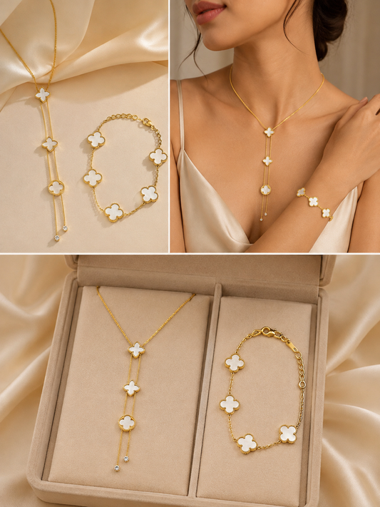 Clover Cascade Necklace & Bracelet Set