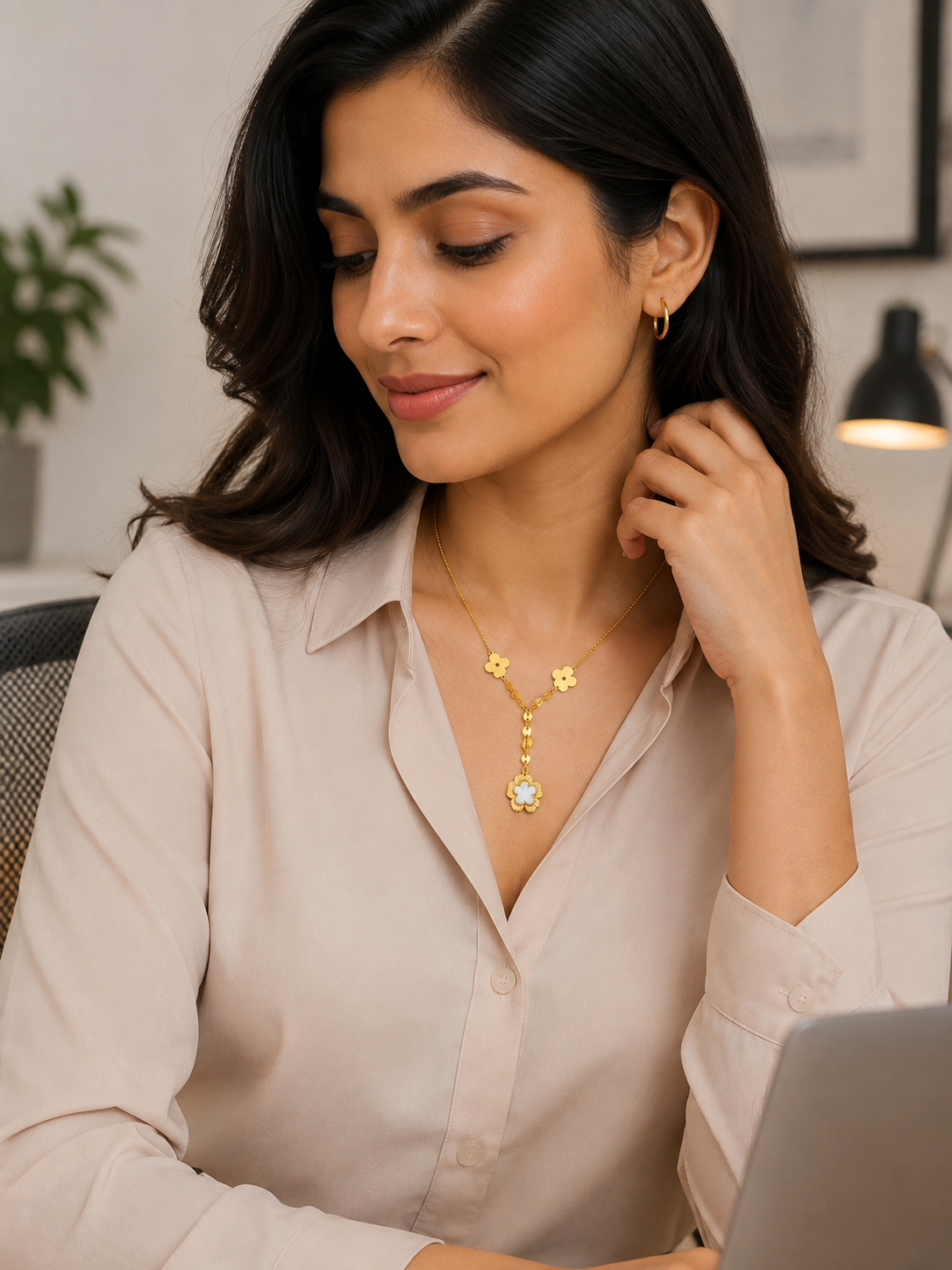 Clover Bloom Gold-Tone Layered Necklace
