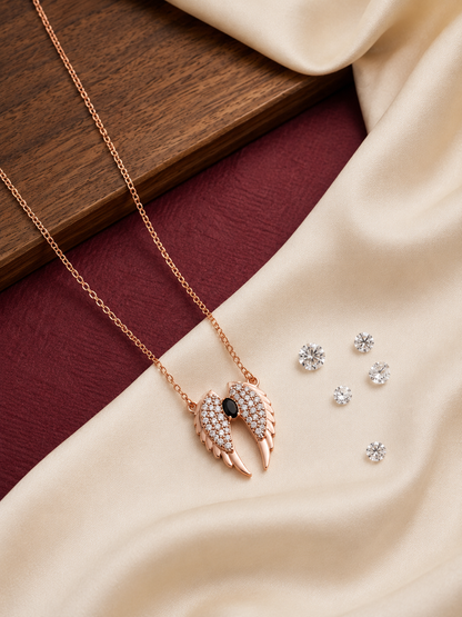 Angel Wing Rose Gold Crystal Necklace
