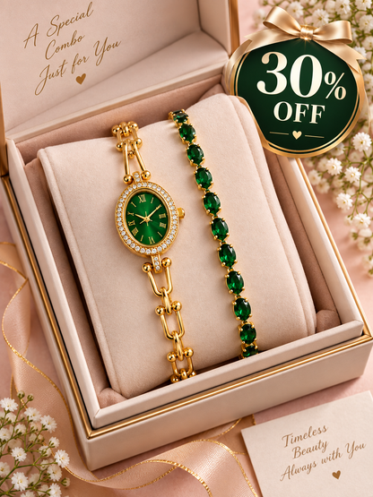 Elegant Crystal Watch & Bracelet Combo