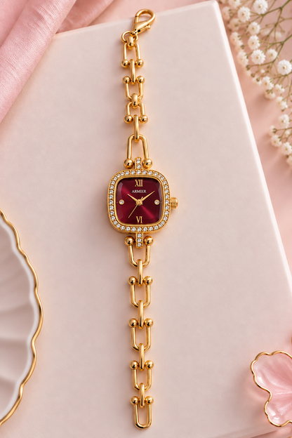 Elegant Square Crystal Watch for Women