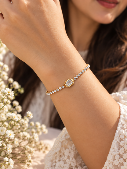 Gold Crystal Tennis Bracelet – Elegant Statement Jewellery