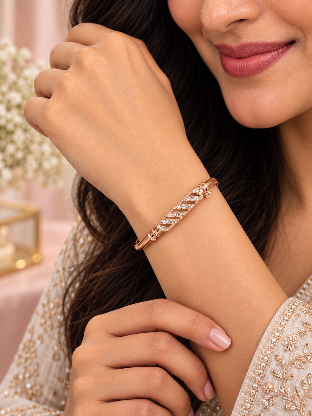 Roselle Twist Sparkle Kada - Size 2.5"