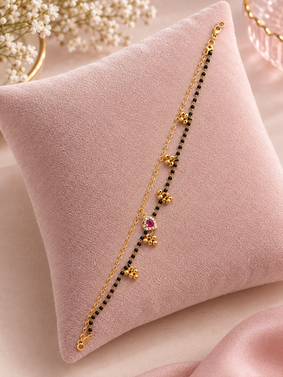 Mira Ruby Charm Bracelet  Description