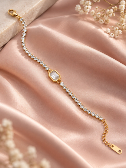 Gold Crystal Tennis Bracelet – Elegant Statement Jewellery