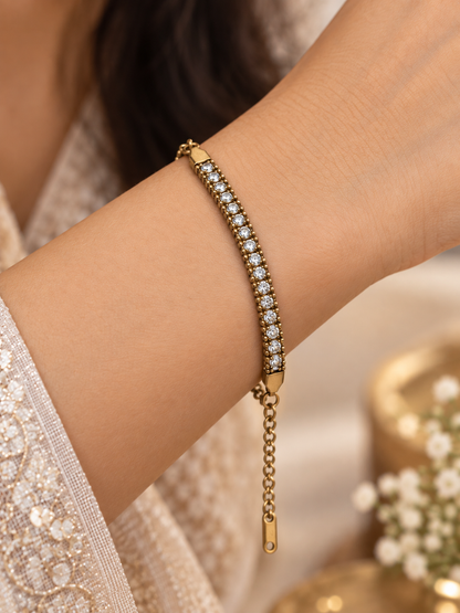 Antique Finish Crystal Tennis Bracelet