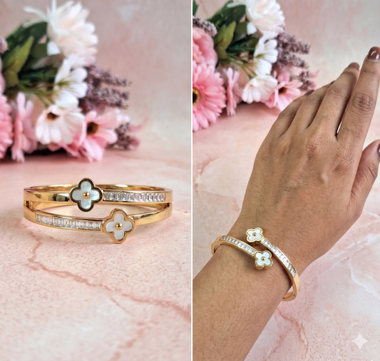 Dual Clover Crystal Kada - 2.2" size (Baby Size)