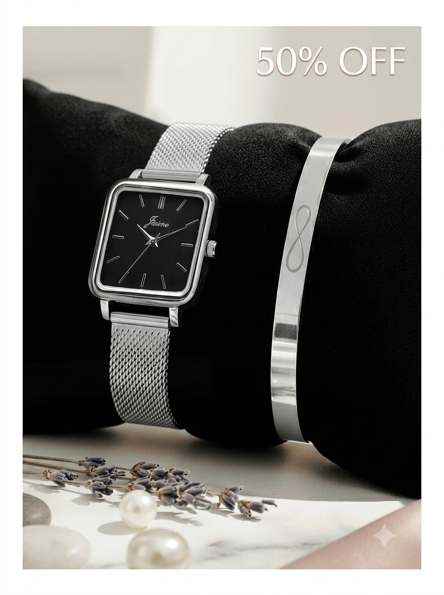 Modern Classic Wrist Watch With Infinity Bracelet