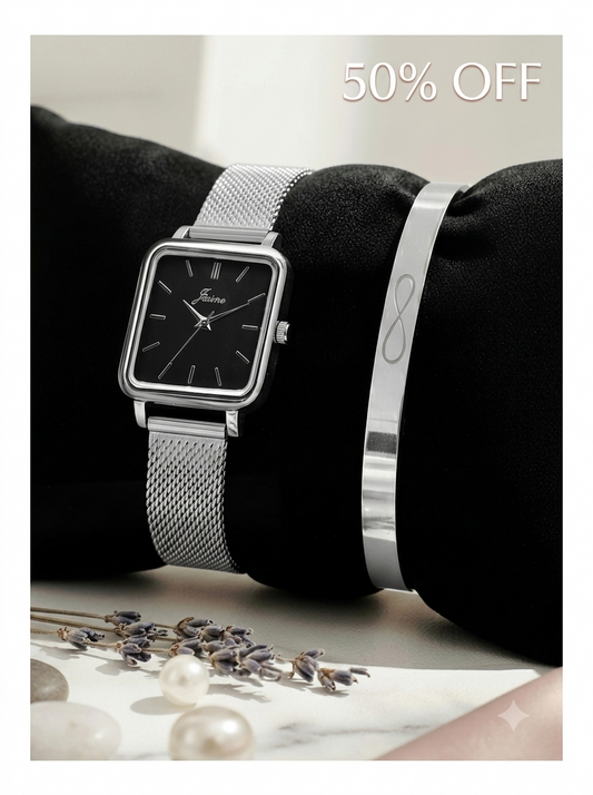 Modern Classic Wrist Watch With Infinity Bracelet