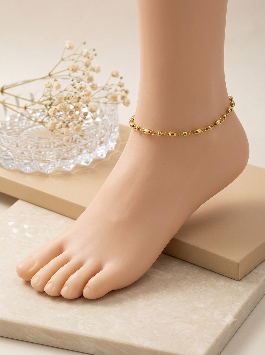 Classic Gold Link Anklet - single piece