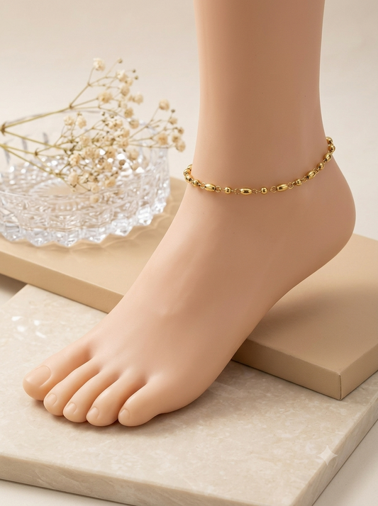 Classic Gold Link Anklet - single piece