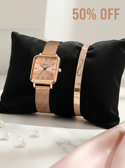Modern Classic Wrist Watch With Infinity Bracelet