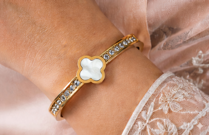 Clover Charm Kada – White - 2.2 Size (Baby Size)