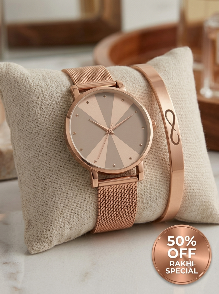 Modern Classic Wrist Watch (Circle Dial) With Infinity Bracelet