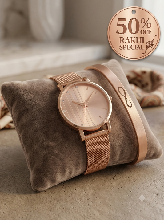 Modern Classic Wrist Watch (Circle Dial) With Infinity Bracelet