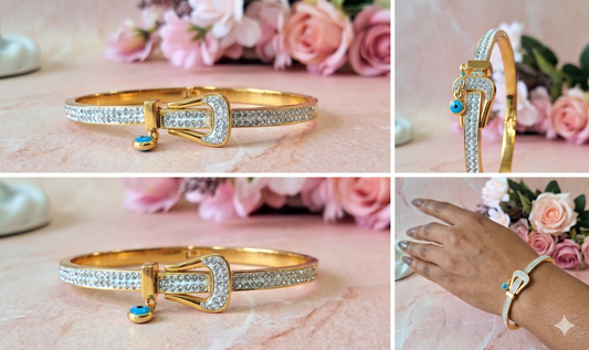 Crystal Buckle Evil Eye Kada - 2.6" Size