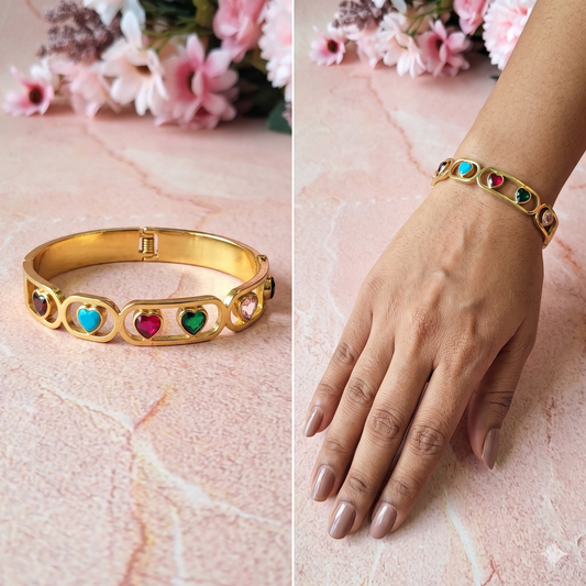 Rainbow Heart Kada - 2.4" size