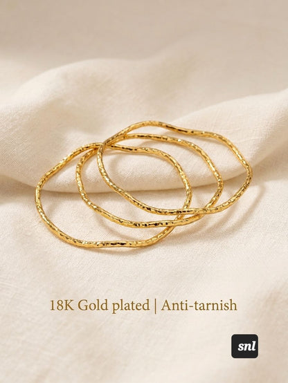 Textured Gold Bangle Set| Size 2.6"