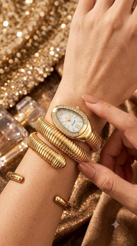 Spiral Bracelet Wrap Watch - Gold/Silver